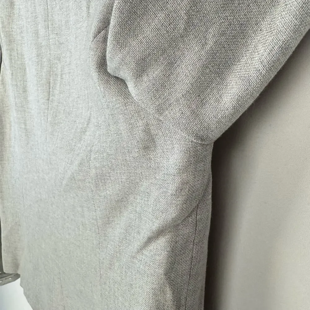 Giesswein Gray Collarless Single Breasted Embroidered‎ Cuff Blazer Jacket Sz 14